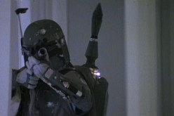 Boba Fett firing at Han Solo in 'Star Wars V: The Empire Strikes Back.'