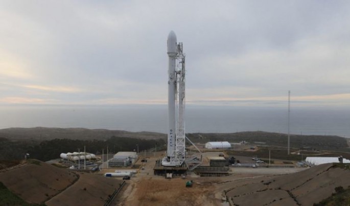 Falcon 9 on launchpad.              
