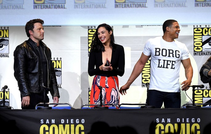 Actors Ben Affleck, Gal Gadot and Ray Fisher attend the Warner Bros. 'Justice League' Presentation during Comic-Con International 2016 at San Diego Convention Center on July 23, 2016 in San Diego, California. 