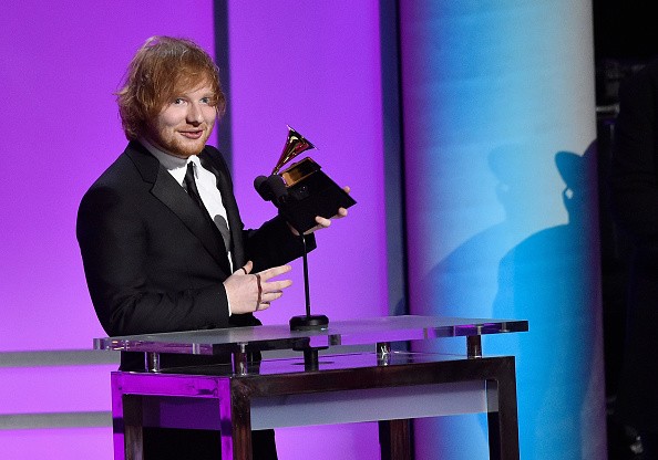 Ed Sheeran accepting the Grammy for Best Pop Solo Performance at the 58th Annual Grammy Awards last Feb. 15, 2016. 