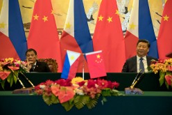 Philippine President Rodrigo Duterte and Chinese President Xi Jinping attend a signing ceremony on Oct. 20, 2016, in Beijing, China. 