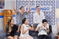 'Power Rangers' cast members Becky G, Dacre Montgomery, Ludi Lin and Naomi Scott visit with Tiffany Smith and Kristian Harloff at the Fandango Studio at San Diego Comic-Con International 2016 on July 22, 2016 in San Diego, California. 