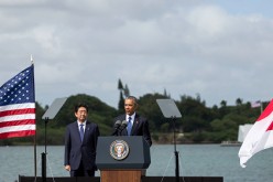US President Barack Obama delivers an address during his meeting with Japanese Prime Minister Shinzo Abe last Dec. 27, 2016.