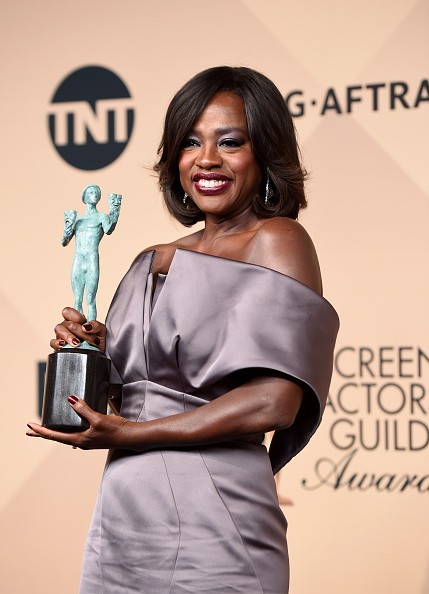 Actress Viola Davis, winner of the Outstanding Performance by a Female Actor in a Drama Series award for 'How to Get Away with Murder,' poses in the press room during The 22nd Annual Screen Actors Guild Awards at The Shrine Auditorium on January 30, 2016 