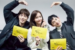 Hong Jong Hyun, Girls' Generation's YoonA and ZE:A's Siwan show their script for MBC's 'The King Loves.'