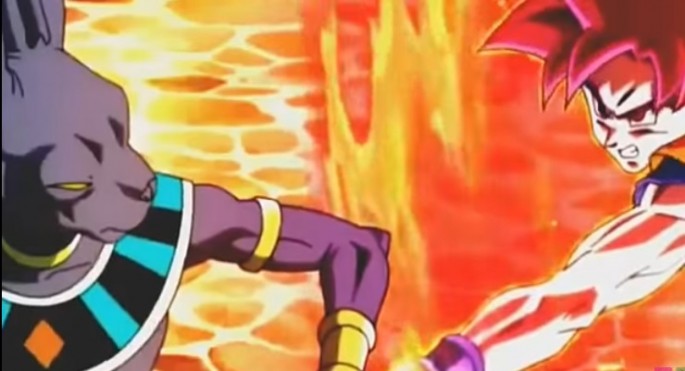 Goku fights Beerus in "Dragon Ball Super."