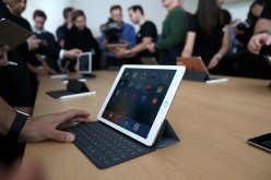 The new 9.7' iPad Pro is displayed during an Apple special event