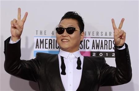 "Gangnam Style" Psy is seen at the American Music Awards 2012, where he won the New Media Award.