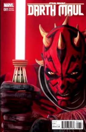 The Darth Maul wields his popular double-bladed lightsaber in this "Star Wars: Darth Maul # 1" preview photo.