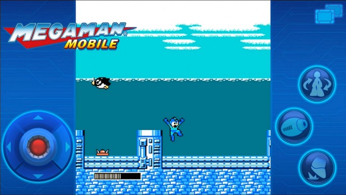 Mega Man traversing an underwater stage in 'Mega Man Mobile.'