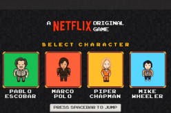 The character select screen, showcasing the four playable characters, for the 'Netflix Original Game.'