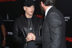 Eminem and Jake Gyllenhall attend the 'Southpaw' New York Premiere at AMC Loews Lincoln Square on July 20, 2015 in New York City