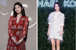 (L) LSinger Suzy from Miss A attends the Burberry Seoul Flagship Store Opening Event. (R) Singer Seo-Hyun attends the Michael Kors Young Korea Party in Seoul.  