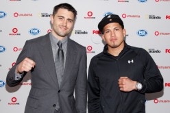 UFC fighters Carlos Condit and Anthony Pettis attend the Fox Hispanic Media Upfront at Ziegfeld Theatre on May 16, 2012 in New York City. 
