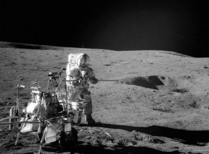 Alan B. Shepard Jr. on the Moon in 1971 with the Apollo 14 mission.                      