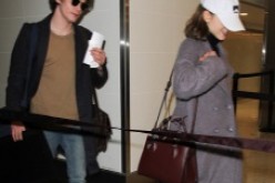 Natalia Dyer and Charlie Heaton are seen at LAX on January 09, 2017 in Los Angeles, California.