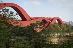China's Lucky Knot Bridge joins eight different locations.