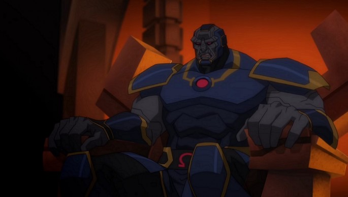 Darkseid sits in his throne in the animated film 'Justice League War.'