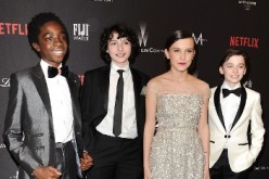 Caleb McLaughlin, Finn Wolfhard, Millie Bobby Brown and Noah Schnapp attend the 2017 Weinstein Company and Netflix Golden Globes after party on January 8, 2017 in Los Angeles, California. 