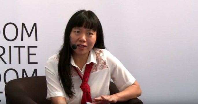 Author and filmmaker Xiaolu Guo at the 2015 London Book Fair.
