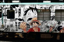 A train decorated with characters of popular manga 'One Piece' departs at the JR Sendai Station on July 23, 2016 in Sendai, Miyagi, Japan. 
