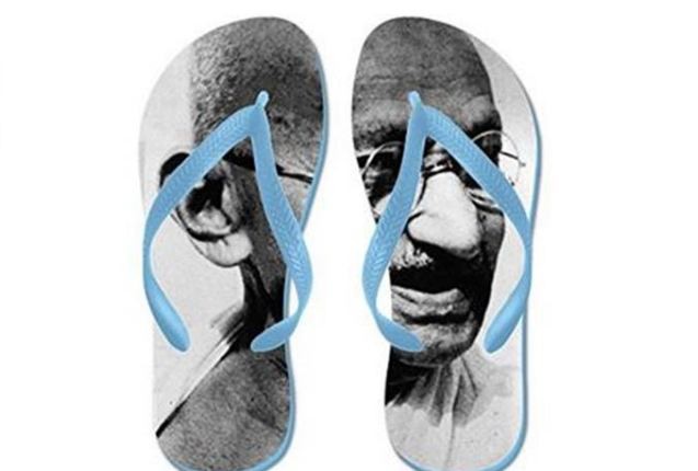 The insulting Gandhi flip flops sold on Amazon.