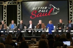 Co-creators Peter Gould, Vince Gilligan, actors Bob Odenkirk, Jonathan Banks, Michael McKean, Rhea Seehorn, Patrick Fabian and Giancarlo Esposito attend the AMC presentation of The SON, HUMANS Season 2, Better Call Saul Season 3 on January 14, 2017 in Pas
