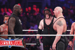 The Big Show faces off with Shaquille O' Neal at the Andre the Giant Memorial Royal Rumble at WrestleMania 32.