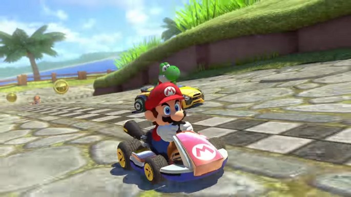 "Mario Kart" is a series of go-kart-style racing video games developed and published by Nintendo as spin-offs from its trademark "Super Mario" series.