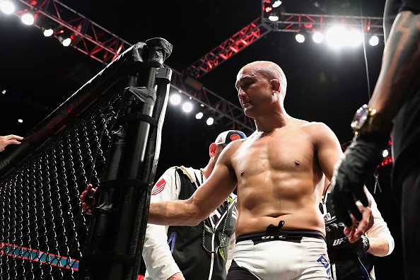 BJ Penn leaves the Octoagon after his defeat to Yair Rodriguez (not pictured) during the UFC Fight Night event at the at Talking Stick Resort Arena on January 15, 2017 in Phoenix, Arizona.