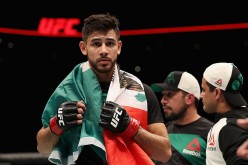 Yair Rodriguez celebrates his victory over BJ Penn (not pictured) during the UFC Fight Night event at the at Talking Stick Resort Arena on January 15, 2017 in Phoenix, Arizona.