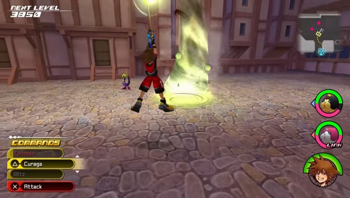 Sora casting the Tornado spell attack in 'Kingdom Hearts HD 2.8 Final Chapter Prologue.'