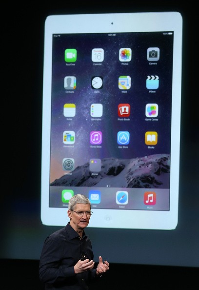 Apple CEO Tim Cook speaks during an Apple special event on October 16, 2014 in Cupertino, California. Apple unveiled the new iPad Air 2 and iPad Mini 3 tablets and the iMac with 5K retina display.