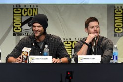 Jared Padalecki (L) and Jensen Ackles speak onstage at the 'Supernatural' panel during Comic-Con International 2015 at the San Diego Convention Center on July 12, 2015 in San Diego, California. 