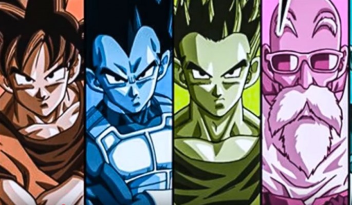 'Dragon Ball Super' characters, Goku, Vegeta, Gohan, and Master Roshi, are displayed as part of the upcoming universal tournament contestants. 
