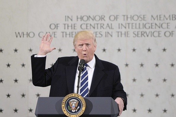 U.S. President Donald Trump speaks at the CIA headquarters on Jan. 21, 2017 in Langley, Virginia . 