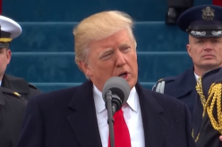 The 45th president of the United States speaks outside the Capitol building on Inauguration Day. 