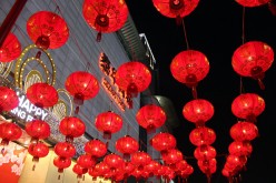 Red lanterns are hung high to celebrate the Lantern Festival on Feb. 17, 2016 in Suzhou, Jiangsu Province of China. 