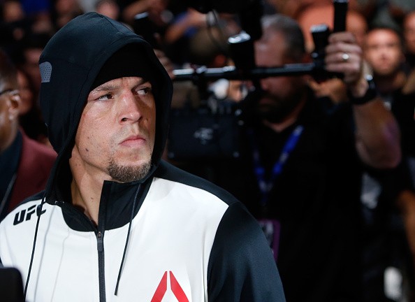Nate Diaz walks to the Octagon before his welterweight rematch against Conor McGregor at the UFC 202 event at T-Mobile Arena on August 20, 2016 in Las Vegas, Nevada.