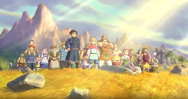 "Ni no Kuni II: Revenant Kingdom" protagonist Evan and his friends look at the plains where they will build their new kingdom together.