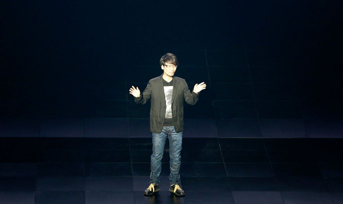 Video game creator Hideo Kojima unveils his new game on stage during the PlayStation E3 2016 Press Conference on June 13, 2016.