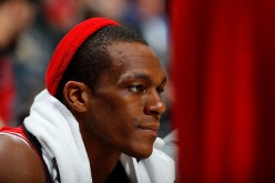 Rajon Rondo of the Chicago Bulls looks on from the bench in the final minutes of their 115-107 loss to the Atlanta Hawks at Philips Arena on November 9, 2016 in Atlanta, Georgia.