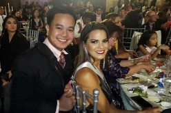 Yibada News editor Conan Altatis poses with Miss Peru Valeria Piazza during a Miss Universe 2016 event in Baguio City, Philippines.