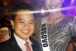 Yibada News editor Conan Altatis poses with Miss Kosovo Camila Barraza during a Miss Universe 2016 event at Cordillera Convention Hall, Baguio Country Club in Baguio City, Philippines on Jan. 18, 2017.