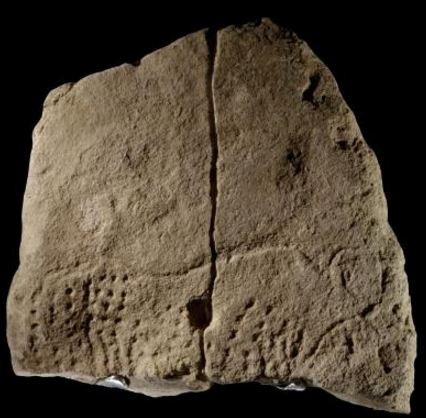 The 38,000 year-old engraved image discovered in southwestern France, a finding that marks some of the earliest known graphic imagery found in Western Eurasia.