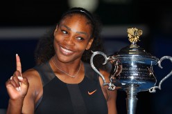 Serena Williams poses with the Daphne Akhurst Trophy after winning the Women's Singles Final against Venus Williams of the United States on day 13 of the 2017 Australian Open at Melbourne Park on January 28, 2017 in Melbourne, Australia.