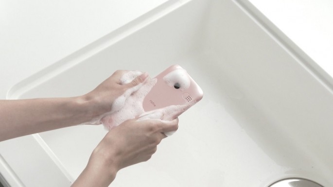 Kyocera’s Rafre is a soap foam-resistant and waterproof smartphone with mid-range specs. 