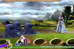 The player character (R) battles a horde of jelly monsters in 'Valkyrie Anatomia: The Origin.'
