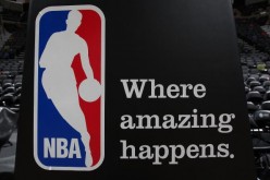 The NBA logo after a game between the Dallas Mavericks and the San Antonio Spurs in Game One of the Western Conference Quarterfinals during the 2009 NBA Playoffs at AT&T Center on April 18, 2009 in San Antonio, Texas. 
