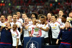 Manchester United celebrate their FA Cup final triumph against Crystal Palace last May 21, 2016.